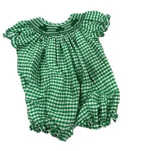 St Patrick's Day Baby Girls Smocked Shamrock Bubble